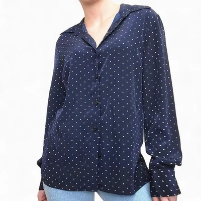 Top vintage Y2K azul marino lunares botones Foto 1 de 4
