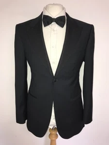 CHARLES TYRWHITT - Slim Fit BLACK WOOL DINNER SUIT - 38 Reg - W34 L32 - TUXEDO - Picture 1 of 13