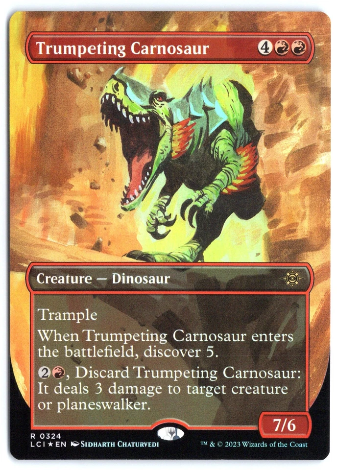 Trumpeting Carnosaur (Borderless) FOIL - The Lost Caverns of Ixalan - MTG - Near - Image 1 of 1