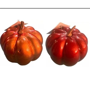 PUMPKINS Lote De 2 Adorables Calabazas Naranja Brillante - Imagen 1 de 9