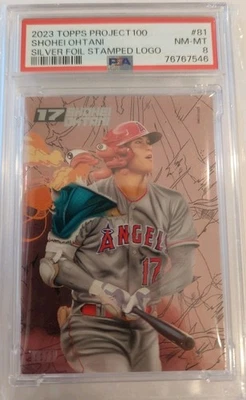 2023 Topps Project 100 - # 81 Shohei Ohtani /299 SP Angels PSA 8 - Image 1 of 3