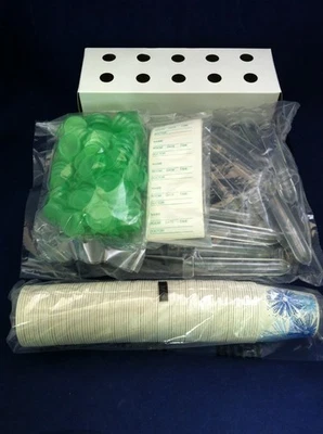 Kit de muestras de orina 480 Ea. Tubos Tapas Etiquetas Tazas +4 Soportes SUPERIOR SANIDAD Foto 1 de 4