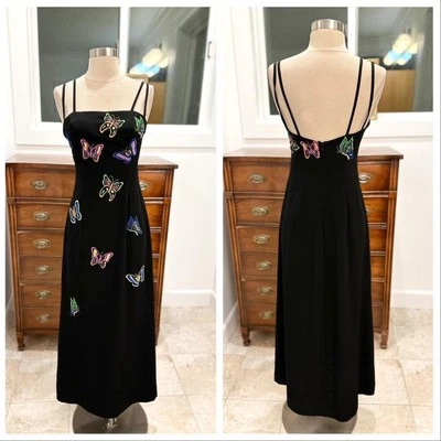 Vestido de graduación vintage alyce años 90 para mujer talla 4 motivo mariposa Foto 1 de 4