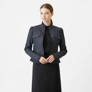 Chelsea & Theodore graue Jeansjacke Rüschensaum Cropped Anzugjacke Gr. 2 - Bild 1 von 16