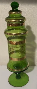 Vintage Empoli Glas Apothekerglas grün/gold MCM Boho Regency - Bild 1 von 5