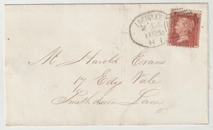 1856 LIVERPOOL SPOON PMK 1d STAR WRAPPER TYPE B1 RE-CUT 2nd DEC TO HAROLD EVANS - Picture 1 of 2