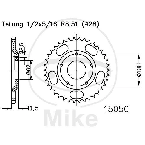Kettenrad  55 Zähne Teilung 428 062 / 108 - Bild 1 von 1