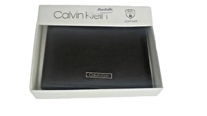 CALVIN KLEIN CK Men Genuine Leather BIFOLD Wallet Valet RFID BLACK Original - Picture 1 of 6