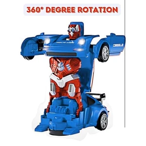 2 in 1 Robot Car Toy with Lights Sound for Kids with Bump and Go Action Transfor - Picture 1 of 5