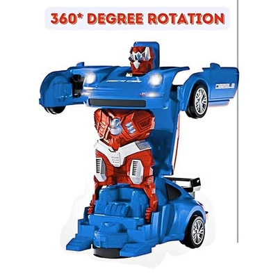 2 in 1 Robot Car Toy with Lights Sound for Kids with Bump and Go Action Transfor - Image 1 of 4
