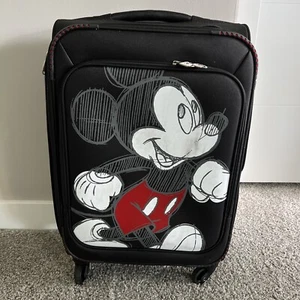 Rare Disney Parks Timeless Mickey Mouse Sketch Rolling Suitcase Luggage 20” Long - Picture 1 of 24