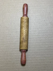 Vintage Mini Red Handle Wood Rolling Pin 7.5” x 1” - Picture 1 of 2