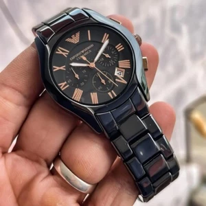 NEU EMPORIO ARMANI HERREN UHR KERAMIK SCHWARZES ARMBAND & SCHWARZES ZIFFERBLATT ORIGINAL AR1410 - Bild 1 von 6