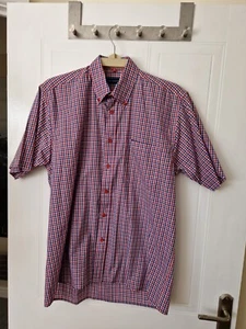 Mens Navy & Red Short SleeveCheck Shirt, Tom Hagan, 15" Collar, 44" Chest,Ex Con - Picture 1 of 3