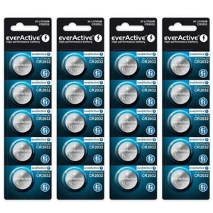 20 x everActive 2032 Lithium Batteries 3V Coin Cell - CR2032 DL2032 2032 BR2032 - Picture 1 of 3