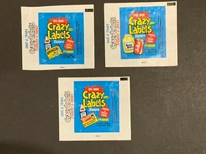 1979 Fleer Crazy Labels Sticker Wacky Packages Wax Pack 3 Wrappers Set - Bild 1 von 1