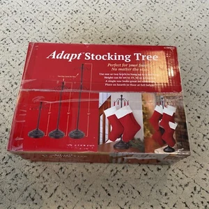 Adapt Adjustable Metal Christmas Stocking Wreath Tree Stand, Black, 8 Hooks FS - Picture 1 of 8