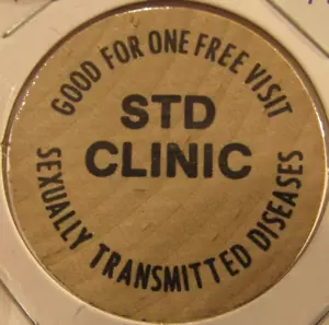 Vintage STD Clinic Anchorage, AK Wooden Nickel - Token Alaska - Picture 1 of 2
