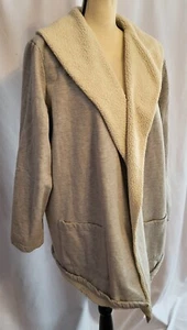 Eddie Bauer - Women's Open Fleece Cardigan Light Gray Pockets ~COZY CHIC~ XL - Picture 1 of 9