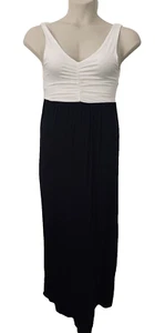 New NWT PinkBlush MIA Maternity Colorblock Maxi Dress Black White Stretchy Small - Picture 1 of 6
