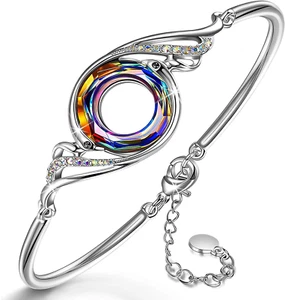 Phoenix Bracelet with Austrian Crystals Adjustable 7"+2" Bangle Birthday Gift - Picture 1 of 12