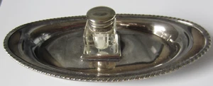 Unique Victorian Glass Inkwell W EPNS Stand Israel Freeman & Sons England Rare - Picture 1 of 15