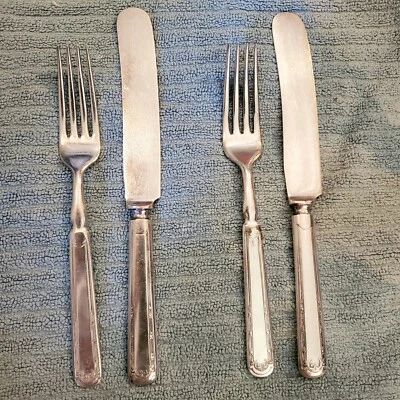 2 CONFIGURACIÓN COMO NUEVA ANTIGUA COLONIAL 1900 R WALLACE PLACA DE PLATA 4 PIEZAS SIGLO XIX Foto 1 de 4