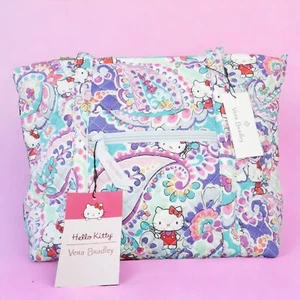 Vera Bradley Small Vera Tote Bag in Quilted Cotton Hello Kitty Paisley Purse NWT - Picture 1 of 13