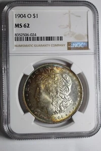 1904 O Toned Obverse Morgan Silver Dollar MS62 NGC #024 - Picture 1 of 3