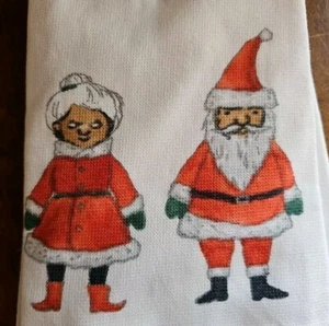 Rae Dunn Merry Christmas Mr & Mrs Claus Kitchen Towels Set of 2 Cotton - Picture 1 of 5