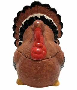 Truthahn geformte Sauciere Terrine mit Deckel Keramik Herbst Erntedank 1994 Loomco Vintage - Bild 1 von 7