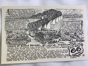 Tarjeta postal Bob Waldmire Route 66 “Chain Rocks Bridge St. Louis Missouri” envío y devolución gratuitos - Imagen 1 de 2