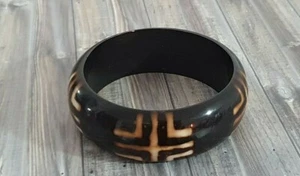 Vintage Brown Resin Bangle Boho Tribal - Picture 1 of 5