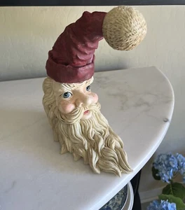 Vintage Santa Claus Crescent Man in the Moon Face Retro Resin 10” Tall - Picture 1 of 8