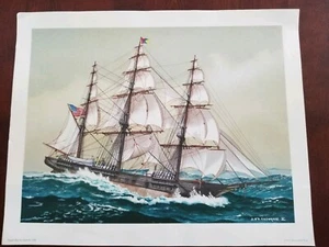 NAVE CLIPPER STAMPA VINTAGE "SERPENTE MARINO,1850" J.O'H. COSGRAVE II - Foto 1 di 5