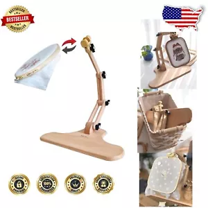 Handcrafted Natural Wood Adjustable Embroidery Stand for Comfort & Style - Picture 1 of 9