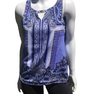 Dana Buchman Paisley Scoop Neck Sleeveless Tank Top Exposed Back Zipper Size XS - Picture 1 of 8