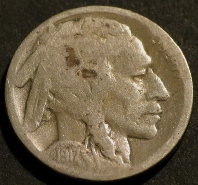 1917 S Buffalo Nickel Semi-Key Date Restored Five Cent 5c Coin E109 - Image 1 of 2