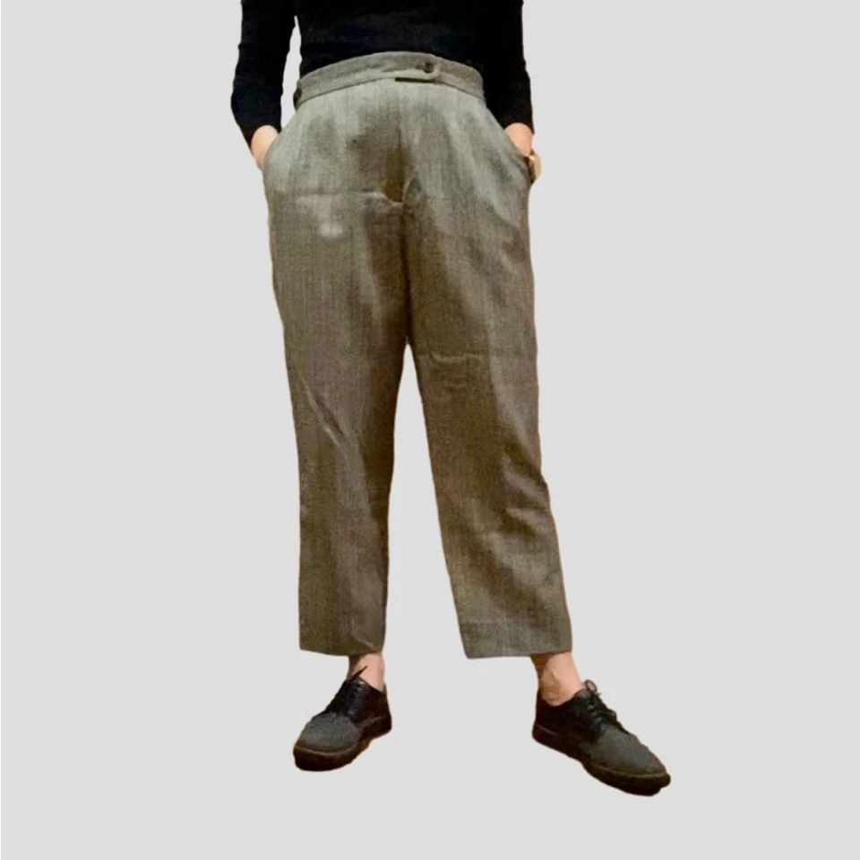 Pantalón Harve Benard Vintage Gris Rayas Lana Mujer 12 Petite Foto 1 de 4