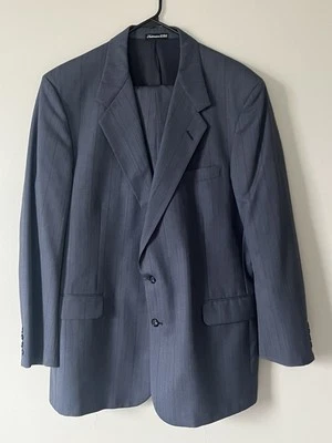 Traje 46R Tom James Lana Azul 2 Piezas 46 R -Pantalones 40x30 Puños Plisados Foto 1 de 4