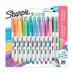 Sharpie Permanent Marker Pens Set Coloured Chisel Tip Pack x20 Broad Fine S Note - Picture 1 of 12