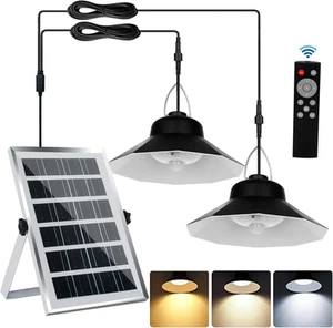Solar Pendant Lights with Dual Lamp Outdoor Indoor, Motion Sensor Solar Shed ... - Picture 1 of 6