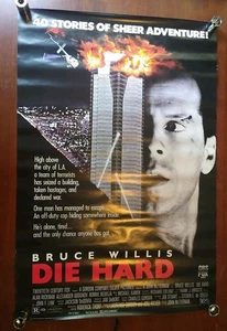 DIE HARD ORIGINAL VINTAGE Video Store MOVIE POSTER ROLLED 1988 38x25.5in - Picture 1 of 13