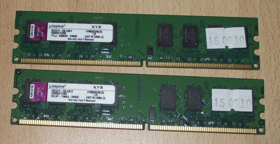 4GB DDR2-Ram (2x2GB) Kingston KVR800D2N6/2G 800MHz - Bild 1 von 1