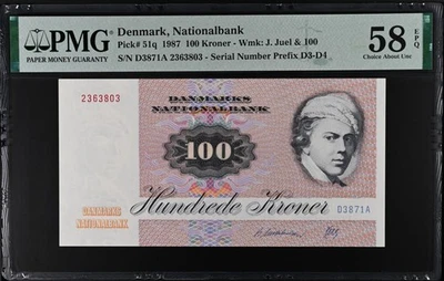 i-100027 Denmark 100 Kroner 1987. PMG 58 EPQ - Image 1 of 2