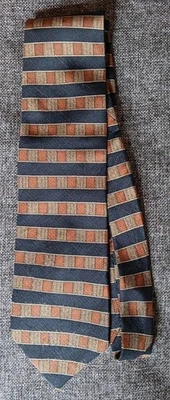 Tie 70s 80s 90s Y2K Mens Kenneth Cole Silk Brown Black Stripe 3.75 Wide 58 Long - Image 1 of 4
