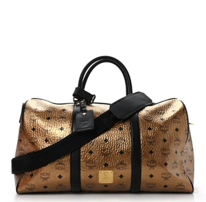 MCM Authentic Ottomar Weekender Bag Copper Gold Metallic Logo Monogram Unisex - Picture 1 of 12