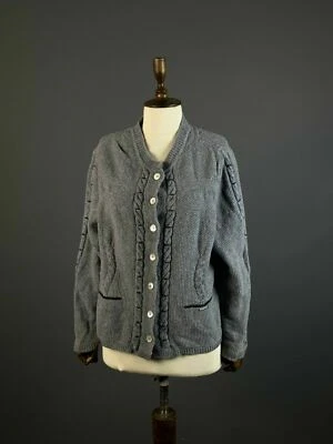 Chaqueta cárdigan tejida de lana gris Giesswein Austria para dama talla 44 / GB 30 / EE. UU. 14 Foto 1 de 4
