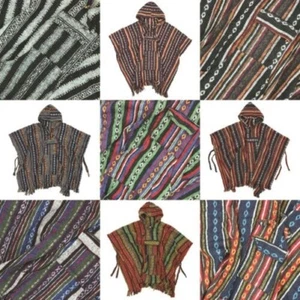 Brushed Gheri Cotton Poncho Cape Warm Festival Hoodie Hoody Women Men Unisex - Picture 1 of 62
