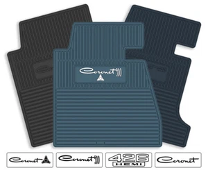 Rubber 4pc Floor Mats for 1965-1966 Dodge Coronet - Pick Year, Logo & Color - Picture 1 of 17
